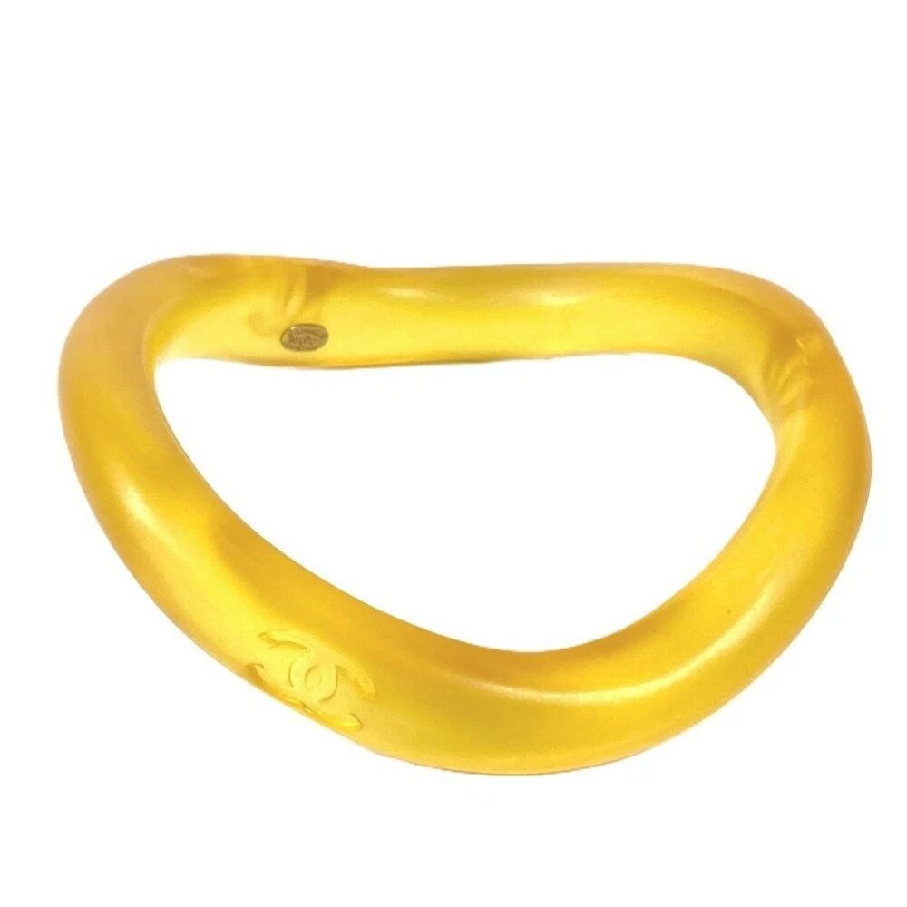 CHANEL 96C CC Logo CC Mark Accessory bracelet Bangle Resin yellow